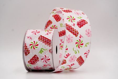 Weißes Weihnachts-Pfefferminzbonbon Drahtband_KF9540GC-1-1