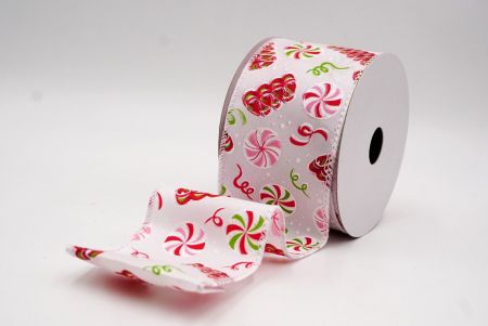 Weißes Weihnachts-Pfefferminzbonbon Drahtband_KF9540GC-1-1