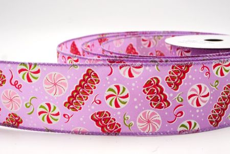 Lila Weihnachts-Pfefferminzbonbon Drahtband_KF9540GC-11-11