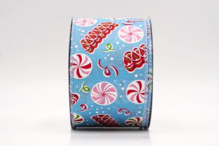 Hellblaues Weihnachts-Pfefferminzbonbon Drahtband_KF9540GC-12-216