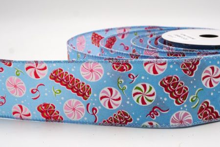 Hellblaues Weihnachts-Pfefferminzbonbon Drahtband_KF9540GC-12-216