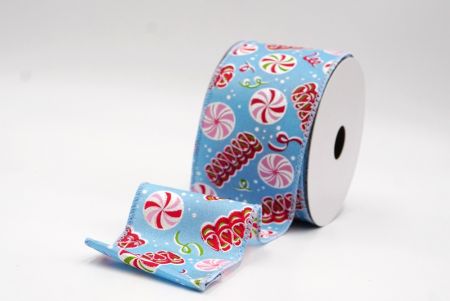 Hellblaues Weihnachts-Pfefferminzbonbon Drahtband_KF9540GC-12-216