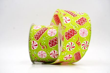 Apfelgrünes Weihnachts-Pfefferminzbonbon Drahtband_KF9540GC-15-190