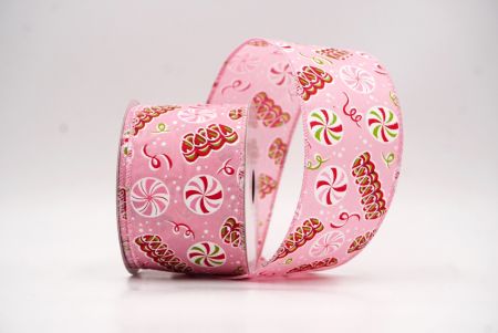 Rosa Weihnachts-Pfefferminzbonbon Drahtband_KF9540GC-5-5