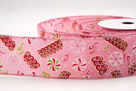 Rosa Weihnachts-Pfefferminzbonbon Drahtband_KF9540GC-5-5