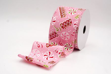 Rosa Weihnachts-Pfefferminzbonbon Drahtband_KF9540GC-5-5