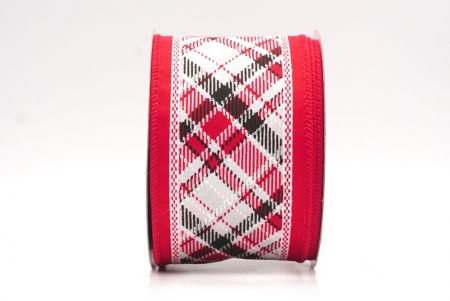 Blanco – Rojo Cinta de alambre de cuadros navideños clásicos_KF9541GC-1-7