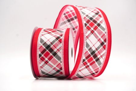 Blanco – Rojo Cinta de alambre de cuadros navideños clásicos_KF9541GC-1-7
