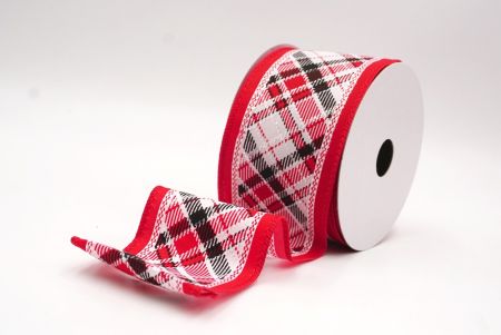 Blanco – Rojo Cinta de alambre de cuadros navideños clásicos_KF9541GC-1-7