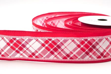 Rojo Cinta de alambre de cuadros navideños clásicos_KF9541GC-1R-7