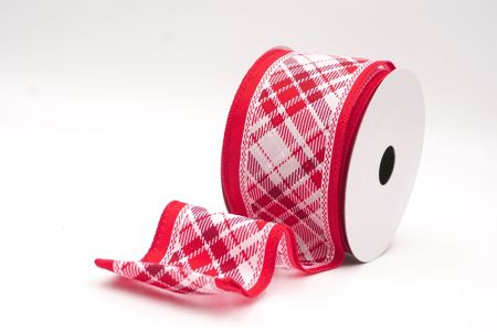 Rojo Cinta de alambre de cuadros navideños clásicos_KF9541GC-1R-7
