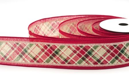 Marrón claro Cinta de alambre de cuadros navideños clásicos_KF9542GC-13-169