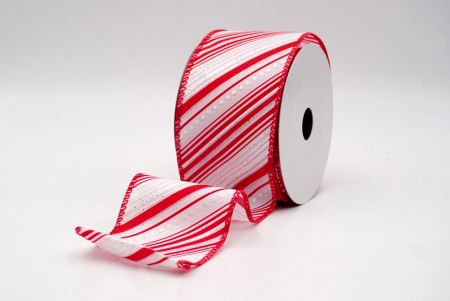 Cinta de Alambre a Rayas Diagonales Rojas de Navidad_KF9543GC-7-7