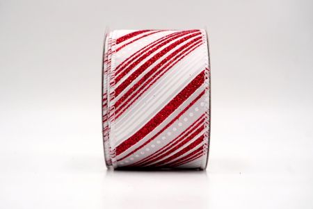 Cinta de Alambre a Rayas Diagonales Blancas de Navidad_KF9544GC-1-1