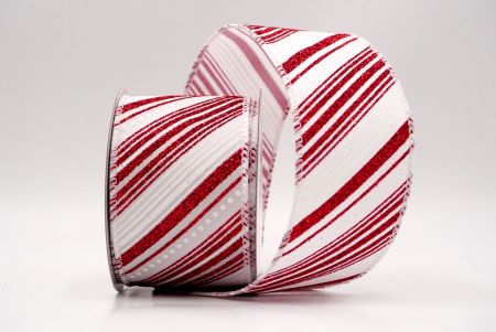 Cinta de Alambre a Rayas Diagonales Blancas de Navidad_KF9544GC-1-1