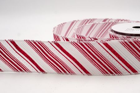 Cinta de Alambre a Rayas Diagonales Blancas de Navidad_KF9544GC-1-1