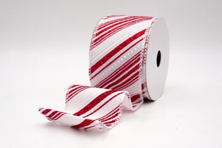 Cinta de Alambre a Rayas Diagonales Blancas de Navidad_KF9544GC-1-1