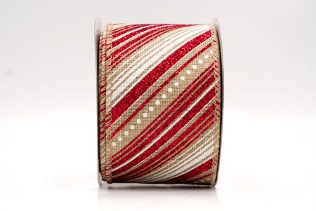 Cinta de Alambre a Rayas Diagonales Caqui de Navidad_KF9545GC-13-183