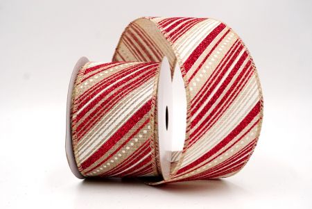 Cinta de Alambre a Rayas Diagonales Caqui de Navidad_KF9545GC-13-183