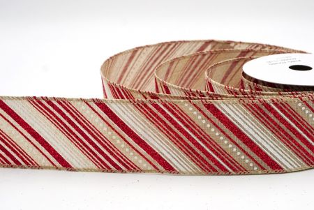 Cinta de Alambre a Rayas Diagonales Caqui de Navidad_KF9545GC-13-183