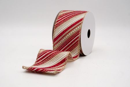 Cinta de Alambre a Rayas Diagonales Caqui de Navidad_KF9545GC-13-183