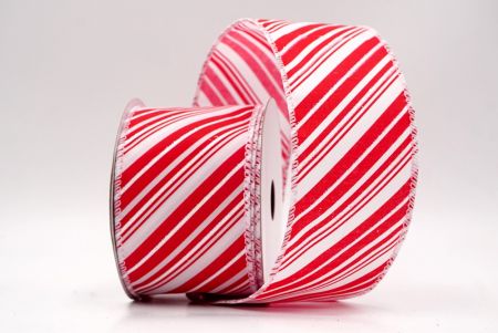 Cinta de Alambre a Rayas Diagonales Rojas/Blancas de Navidad_KF9546GC-1-1