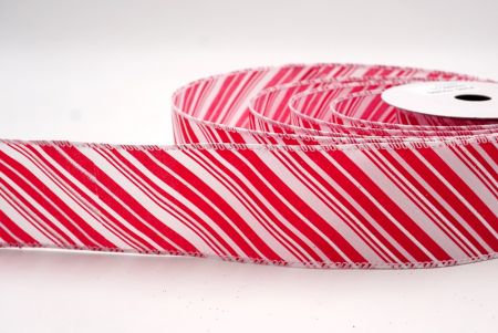 Cinta de Alambre a Rayas Diagonales Rojas/Blancas de Navidad_KF9546GC-1-1