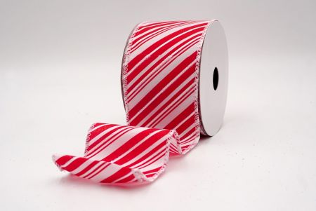 Cinta de Alambre a Rayas Diagonales Rojas/Blancas de Navidad_KF9546GC-1-1