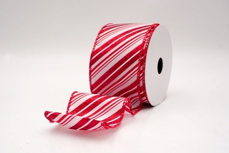 Cinta de Alambre a Rayas Diagonales Rojas/Blancas de Navidad_KF9547GC-1-7