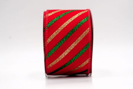 Cinta de Alambre a Rayas Diagonales Rojas de Navidad_KF9549GC-7-7