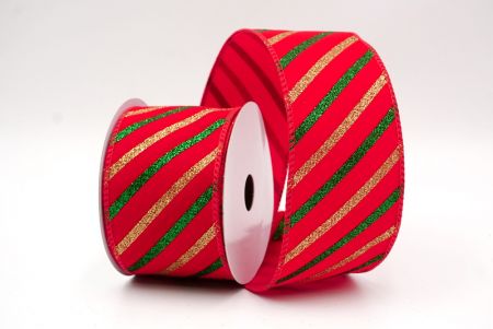 Cinta de Alambre a Rayas Diagonales Rojas de Navidad_KF9549GC-7-7