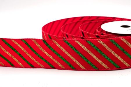 Cinta de Alambre a Rayas Diagonales Rojas de Navidad_KF9549GC-7-7