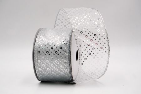 Sheer Silver_Festive Dots Wired Ribbon_KF9550G-1