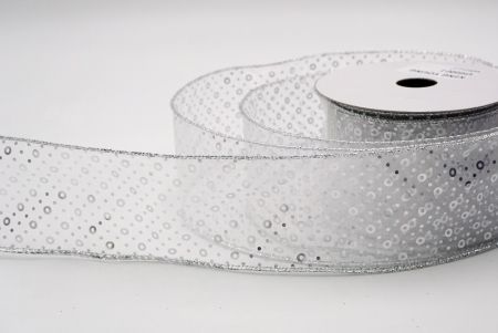 Sheer Silver_Festive Dots Wired Ribbon_KF9550G-1