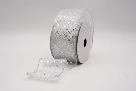 Sheer Silver_Festive Dots Wired Ribbon_KF9550G-1
