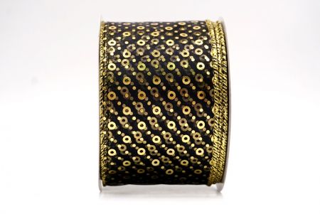 Sheer Black/Gold_Festive Dots Wired Ribbon_KF9550G-53G