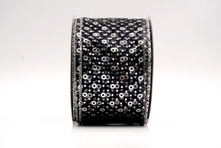 Sheer Black/Silver_Festive Dots Wired Ribbon_KF9550G-53