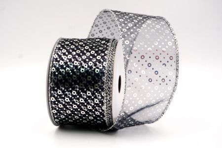 Sheer Black/Silver_Festive Dots Wired Ribbon_KF9550G-53