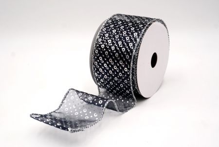 Sheer Black/Silver_Festive Dots Wired Ribbon_KF9550G-53