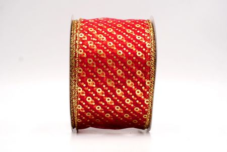 Sheer Red/Gold_Festive Dots Wired Ribbon_KF9550G-7G