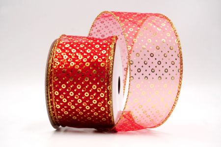 Sheer Red/Gold_Festive Dots Wired Ribbon_KF9550G-7G