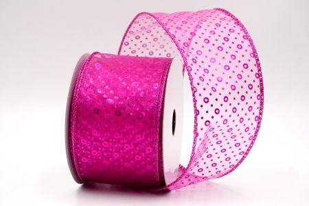 Sheer Hot Pink_Festive Dots Wired Ribbon_KF9550GF-40