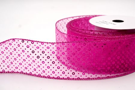 Sheer Hot Pink_Festive Dots Wired Ribbon_KF9550GF-40