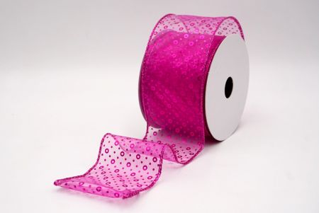 Sheer Hot Pink_Festive Dots Wired Ribbon_KF9550GF-40