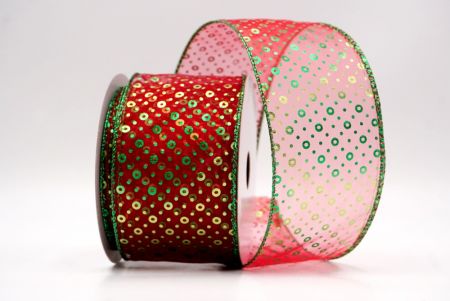 Sheer Red/Green_Festive Dots Wired Ribbon_KF9550GH-7