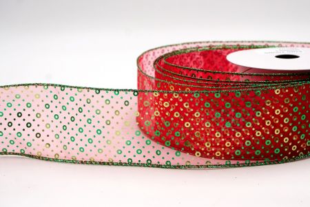 Sheer Red/Green_Festive Dots Wired Ribbon_KF9550GH-7