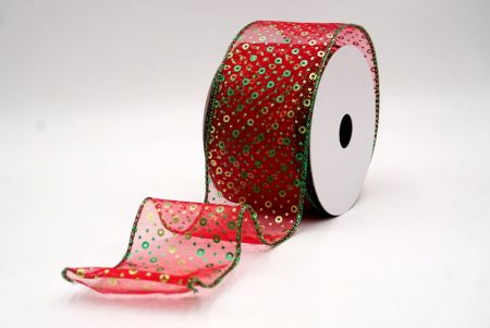 Sheer Red/Green_Festive Dots Wired Ribbon_KF9550GH-7