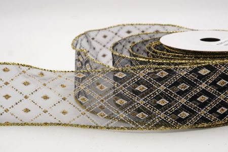 Musta - Kulta Klassinen Timantti Ruudullinen Kuvio Wired_KF9553G-53G_4.JPG