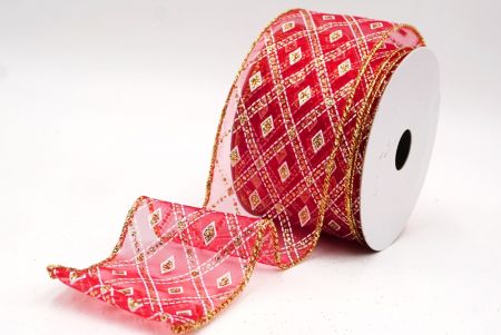 Punainen - Kulta klassinen timanttikuvioitu kangas_Wired_KF9553G-7G_5.JPG