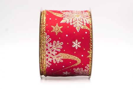 Κόκκινο-Χρυσό Γκλίτερ Χιονονιφάδες Χριστουγεννιάτικη Σατέν Κορδέλα_KF9557G-7_1.JPG
